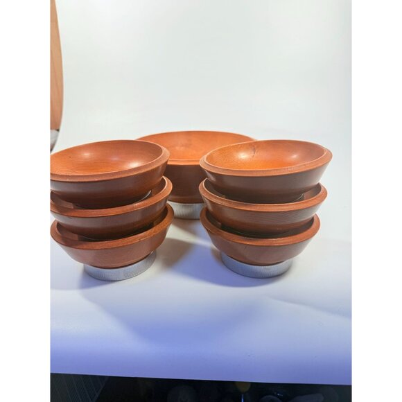Teak Wood and Chrome Salad Bowl Set Hellerware Mid Century Vintage Retro Collect - Picture 4 of 16